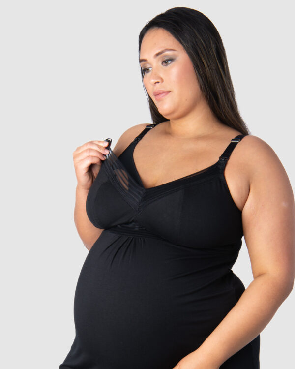 Dámská noční košilka Hotmilk Dream Nightie FULL CAP kojicí černá (DNB) XXL