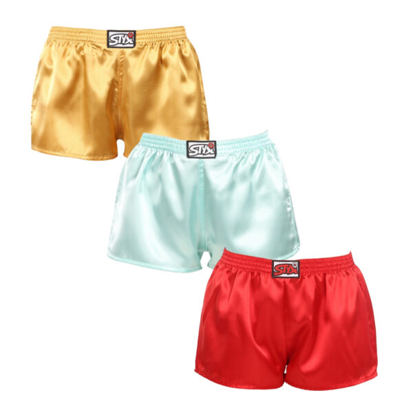 3PACK dámské trenky Styx klasická guma saténové vícebarevné (3L06352) 3XL