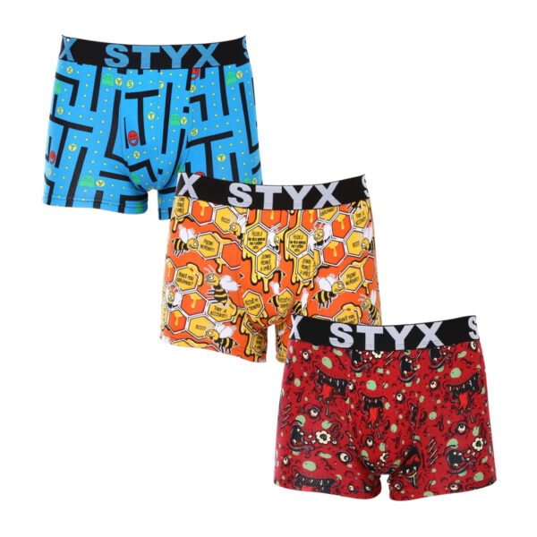 3PACK pánské boxerky Styx art sportovní guma vícebarevné (3G12914) M