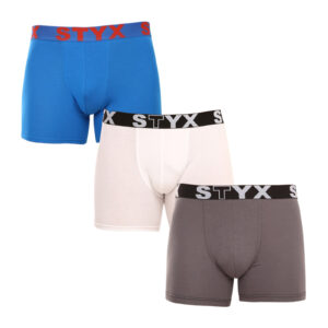 3PACK pánské boxerky Styx long sportovní guma vícebarevné (3U10137) L