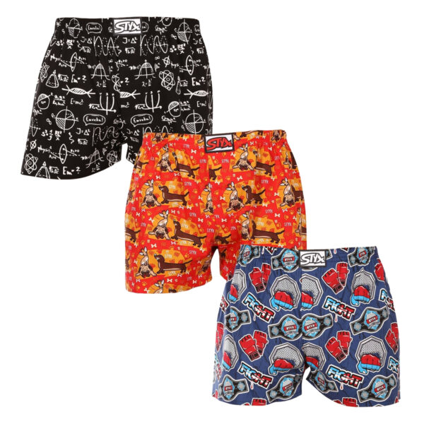 3PACK pánské trenky Styx art klasická guma vícebarevné (3A15462) L