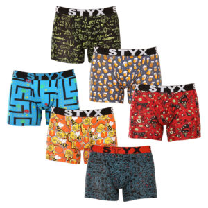 6PACK pánské boxerky Styx long art sportovní guma vícebarevné (6U12697124) L