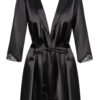 Dámský saténový župánek Obsessive černý (Satinia Robe Black) L - Image 2