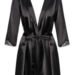 Dámský saténový župánek Obsessive černý (Satinia Robe Black) L