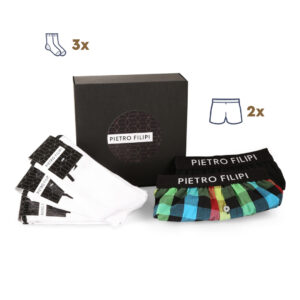 Pánská dárková sada 2PACK trenky a 3PACK bílé sportovní ponožky Pietro Filipi (3PG0V1) 3XL