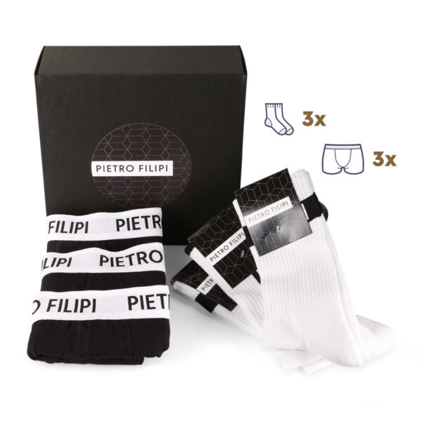 Pánská dárková sada 3PACK boxerky a 3PACK bílé sportovní ponožky Pietro Filipi (6PAOV1) XXL