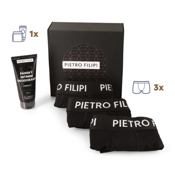 Pánská dárková sada 3PACK boxerky a deodorant na intimní partie Pietro Filipi (4PAD1)  XXL