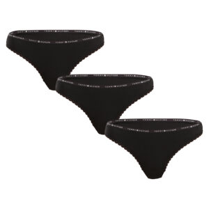 3PACK dámská tanga Tommy Hilfiger černá (UW0UW05954 0V2) XL