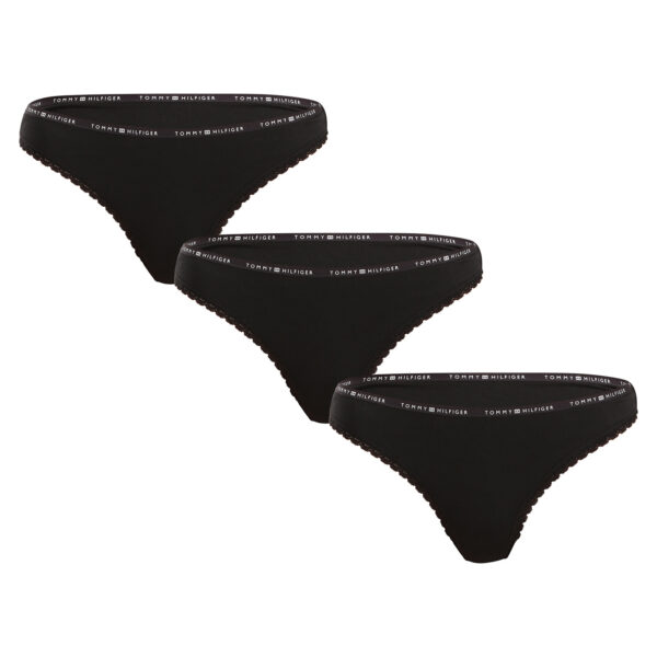 3PACK dámská tanga Tommy Hilfiger černá (UW0UW05954 0V2) M