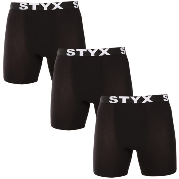 3PACK pánské boxerky Styx long sportovní guma černé (3UN960) M