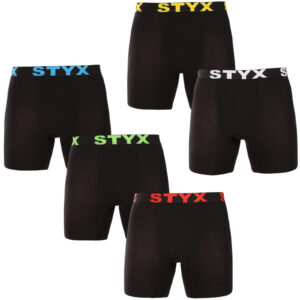 5PACK pánské boxerky Styx long sportovní guma černé (5UN9601) L