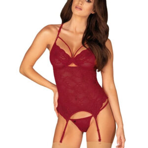 Dámský korzetový set Obsessive červený (Ivetta corset) L