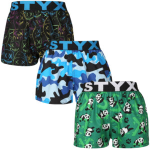 3PACK dětské trenky Styx art sportovní guma vícebarevné (3BJ18023) 4-5 let