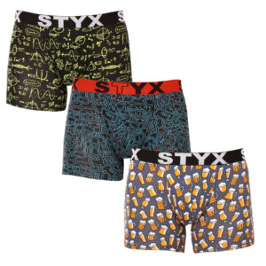 3PACK pánské boxerky Styx long art sportovní guma vícebarevné (3U12672) L