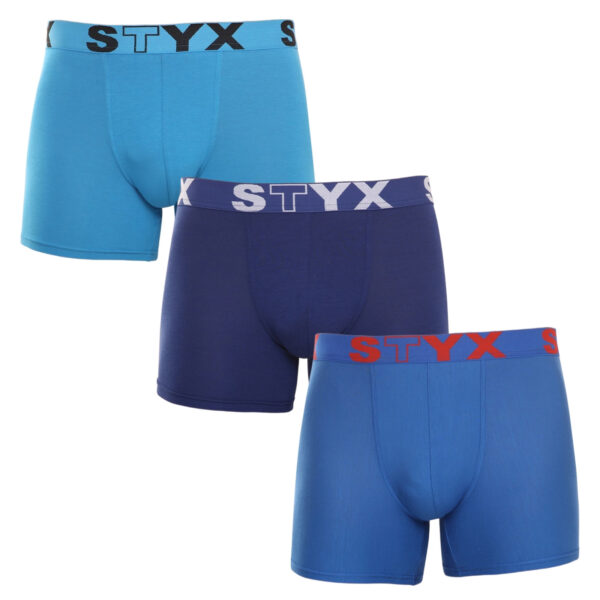 3PACK pánské boxerky Styx long sportovní guma modré (U9676869) M