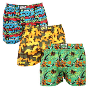 3PACK pánské trenky Styx art klasická guma vícebarevné (3A12579) L