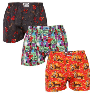 3PACK pánské trenky Styx art klasická guma vícebarevné (3A15245) M