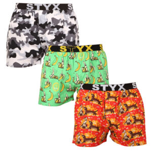 3PACK pánské trenky Styx art sportovní guma vícebarevné (3B13497) L