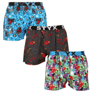 3PACK pánské trenky Styx art sportovní guma vícebarevné (3B14125) M