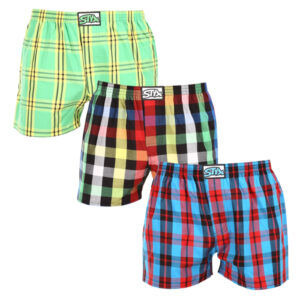 3PACK pánské trenky Styx klasická guma vícebarevné (3A11123) M