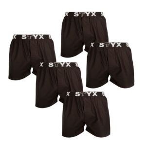 5PACK pánské trenky Styx sportovní guma černé (5B960) L