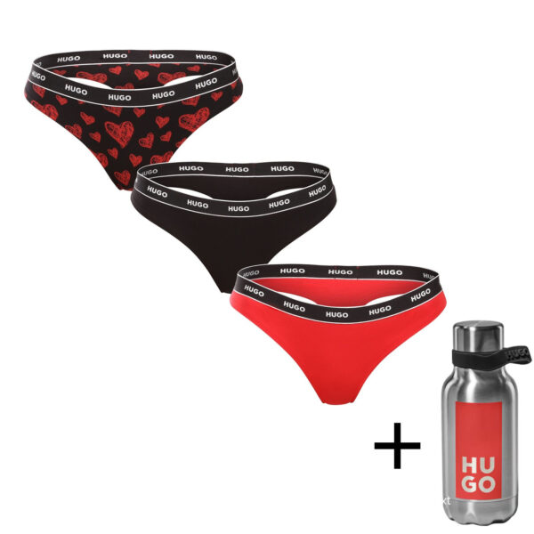 3PACK dámská tanga HUGO vícebarevná (50495870 996) XL