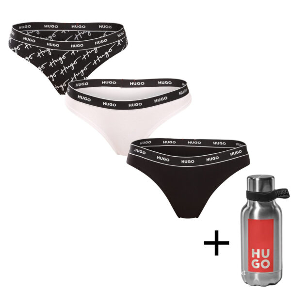 3PACK dámská tanga HUGO vícebarevná (50495870 997) XXL