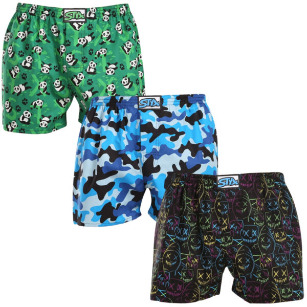 3PACK pánské trenky Styx art klasická guma nadrozměr vícebarevné (3E18023) 5XL