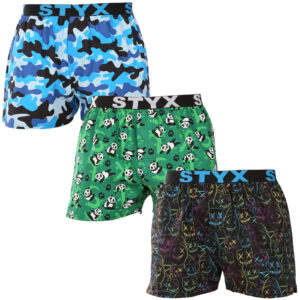 3PACK pánské trenky Styx art sportovní guma vícebarevné (3B18023) L