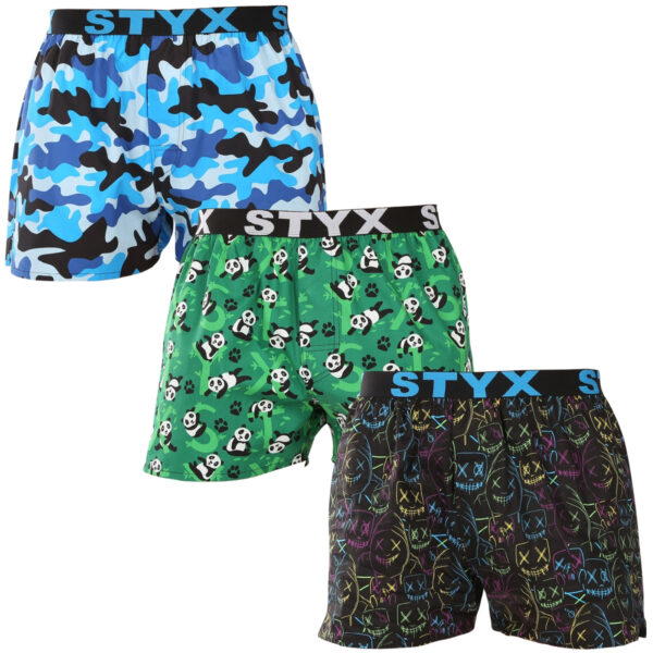 3PACK pánské trenky Styx art sportovní guma vícebarevné (3B18023) L