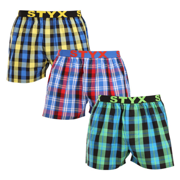 3PACK pánské trenky Styx sportovní guma vícebarevné (3B103739) L