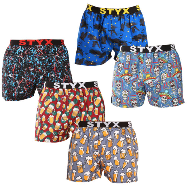 5PACK pánské trenky Styx art sportovní guma vícebarevné (5B1379456) L