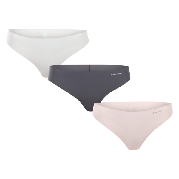3PACK dámská tanga Calvin Klein bezešvá vícebarevná (QD3558E-WAK) S