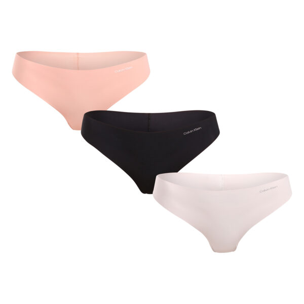 3PACK dámská tanga Calvin Klein bezešvá vícebarevná (QD3558E-WAM) XS