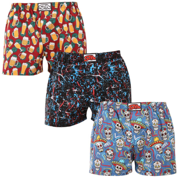 3PACK pánské trenky Styx art klasická guma vícebarevné (3A18456) L