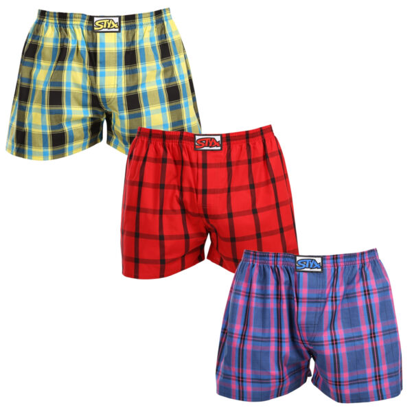 3PACK pánské trenky Styx klasická guma nadrozměr vícebarevné (3E103133) 3XL