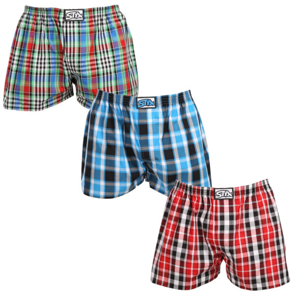 3PACK pánské trenky Styx klasická guma nadrozměr vícebarevné (3E103436) 3XL