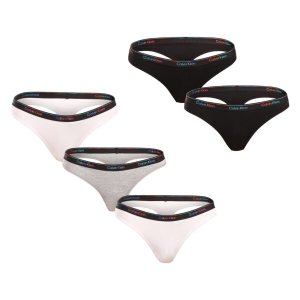 5PACK dámská tanga Calvin Klein vícebarevná (QD5322-WBT) 3XL