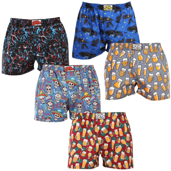 5PACK pánské trenky Styx art klasická guma nadrozměr vícebarevné (5E1379456) 3XL