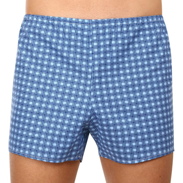 Klasické pánské trenky Foltýn modré kostky extra nadrozměr (KN78) 7XL