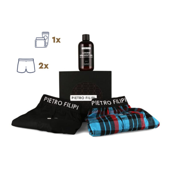 Pánská dárková sada 2PACK trenky a sprchový gel Pietro Filipi (3PGP1)  3XL