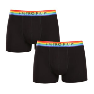 2PACK pánské boxerky Pietro Filipi černé rainbow (2PBG1) 5XL