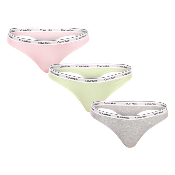 3PACK dámská tanga Calvin Klein vícebarevná (QD5209E-WAB) XL