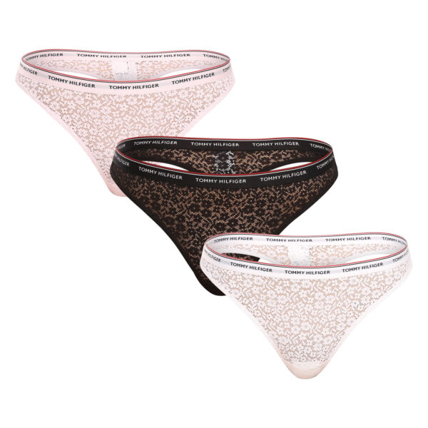 3PACK dámská tanga Tommy Hilfiger vícebarevná (UW0UW04896 0SK) M