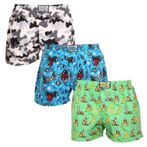 3PACK pánské trenky Styx art klasická guma vícebarevné (3A13917) M