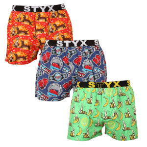 3PACK pánské trenky Styx art sportovní guma vícebarevné (3B13946) M