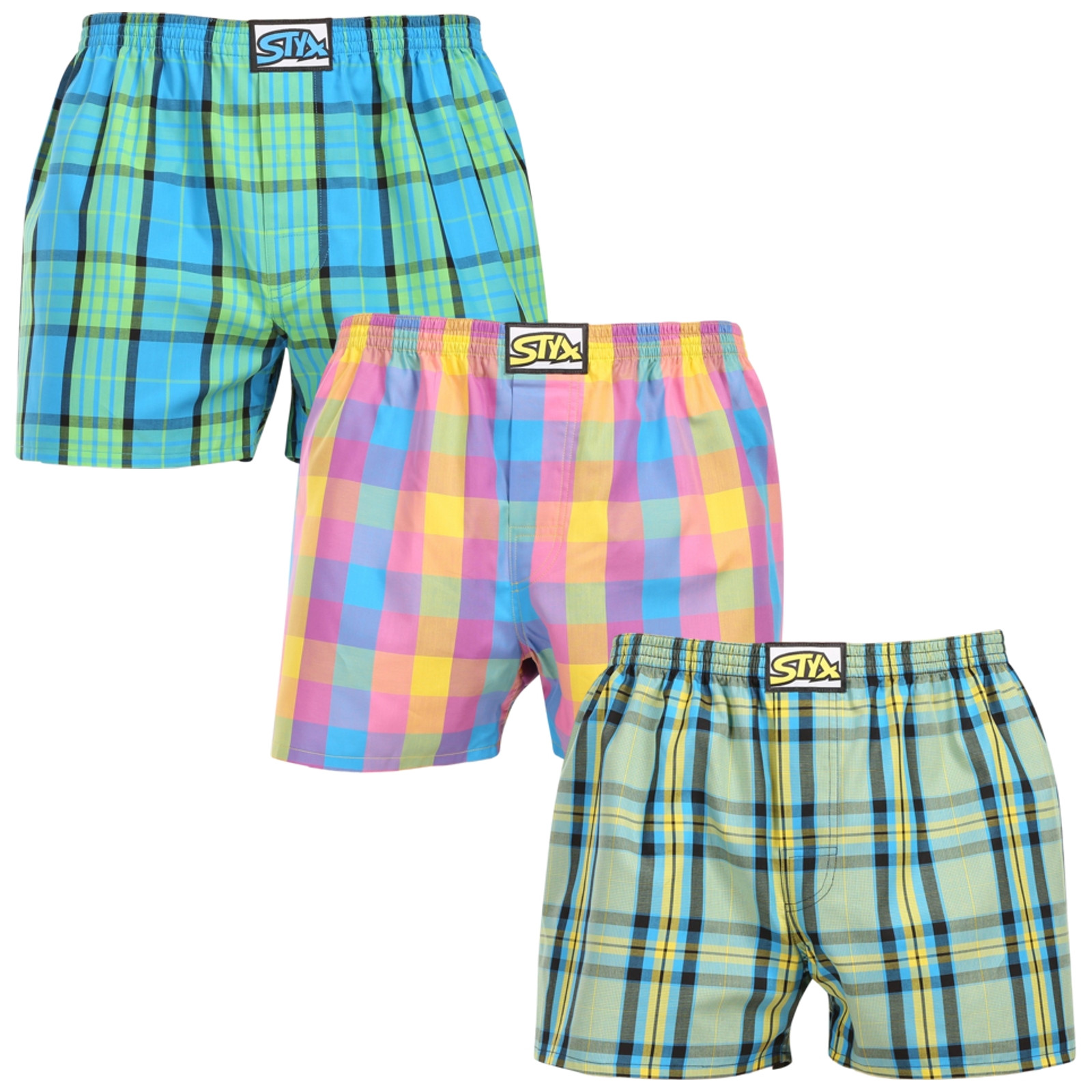 3PACK pánské trenky Styx klasická guma vícebarevné (3A110103) XXL