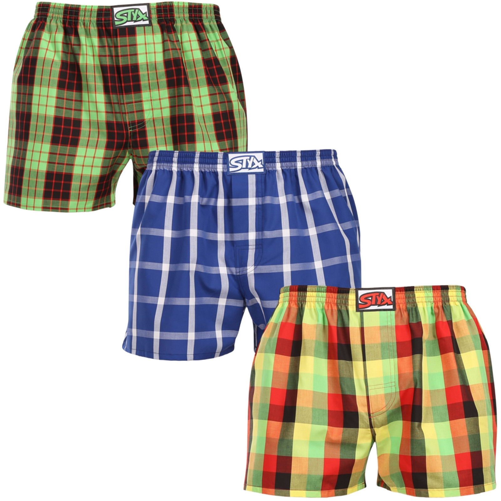 3PACK pánské trenky Styx klasická guma vícebarevné (3A110406) XXL