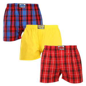 3PACK pánské trenky Styx klasická guma vícebarevné (3A93178) S