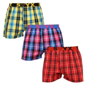 3PACK pánské trenky Styx sportovní guma vícebarevné (B9313233) M